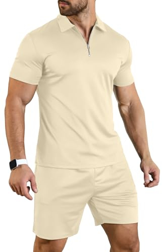 KUYIGO Men's Summer Polo Shirt & Shorts 2-Piece Set Tracksuit Clothing Fashion Casual Loungewear Sets