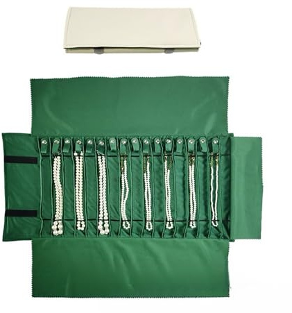 Generico Borsa a Rullo per Organizer per Gioielli, Rotolo Pieghevole per Gioielliere Grande capacità e Pratico Portatile,per più Collane, Grigio,Flannel