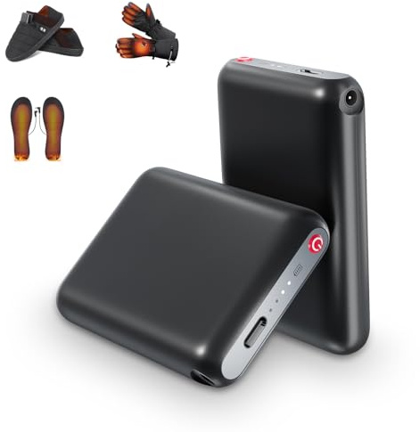 Glifetoy 5V 5000mAh Powerbank de Li-Polímero, Bateria Portatil para Zapatillas Calientes con Doble USB Independiente, Batería Externa para Zapatillas Calientes ＆ Guantes