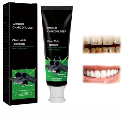Kicklo Bamboo Charcoal Teeth Whitening Toothpaste,Tooth Whiten and Breath Freshening,Organic Bamboo Charcoal Toothpaste Natural Teeth whitening,for Daily Oral Care (1 PC)