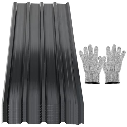 Jaxguom Set di 36 lastre trapezia (21 m²) 129 x 46 cm, lastre per tetti in metallo zincato in antracite, lastre ondulate per carport, casetta da giardino e recinto, resistenti agli agenti atmosferici