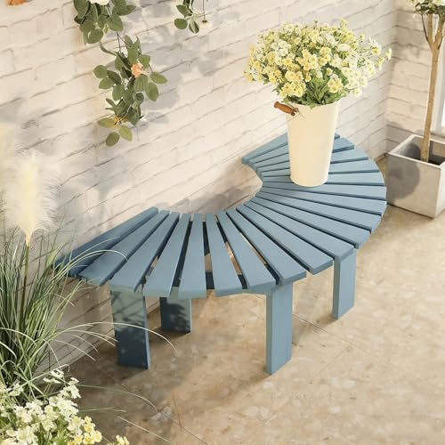 Panchina per albero semi circolare, in legno massello, per esterni, per giardino, patio, veranda, parco e salotto, mobili per tutte le stagioni