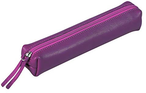 Clairefontaine 410155C Schlampermäppchen Slim, aus Lammleder, 19,5 x 2,5 x 4cm, 1 Stück, Violett