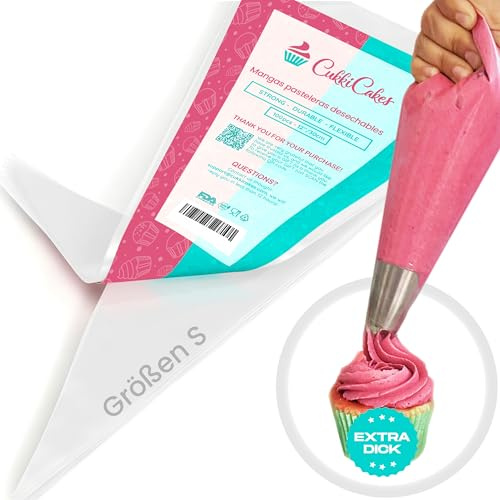CukkiCakes 200 Mangas Pasteleras Desechables Profesionales (Tamaños: 30/40/47/53cm) - 100% Reciclables – Capa Extra Gruesa (0.08mm) Transparente