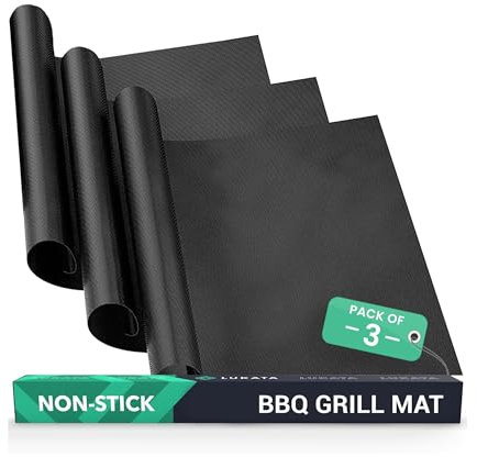 Extra Large BBQ Grill Mat by Lukata (3 Pack) - Reusable Non Stick Teflon Heat Resistant BBQ Mats for Gas and Charcoal Grills - Essential BBQ Accessories