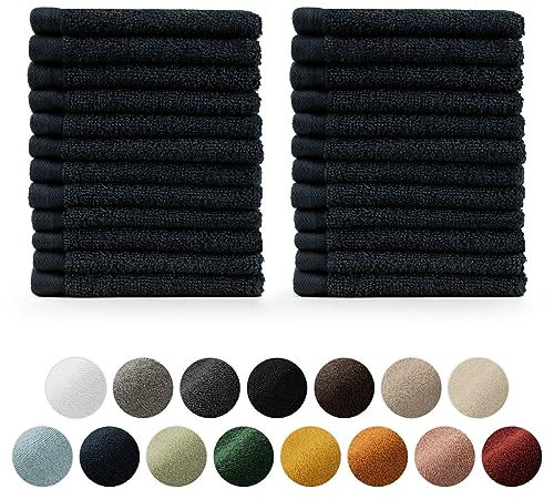 Blumtal Premium Frottier Gästehandtücher Set 24 teilig 100% Baumwolle - Oeko-TEX zertifiziertes Gästehandtuch 24x (30x30 cm) - Ultra saugstarkes Gästetücher Set waschbar °60 - Handtücher Dunkelblau
