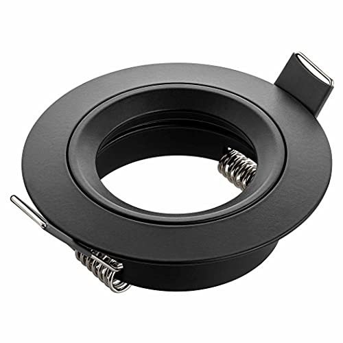 SEBSON Gehäuse für Einbaustrahler mit GU10 Fassung LED Halogen 230V - Einbaurahmen Aluminium schwarz, Lochdurchmesser 65mm (min. 60mm, max. 70mm) für Deckenbeleuchtung