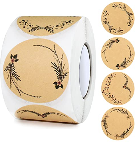 Étiquettes Autocollantes Kraft Rondes Étiquettes à Confiture de 5 cm Étiquettes Adhésives Autocollant Papier Kraft Pour Les Cadeaux Enveloppe Baking Épices Étiquette Bocaux (500pcs brun)