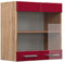 Vicco Küchenglasschrank R-Line, Bordeaux Hochglanz/Goldkraft Eiche, 60 cm