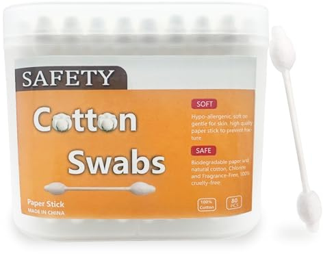 2 Packs 160pcs Safety Cotton Swabs with Large Tip, Baby Cotton Buds