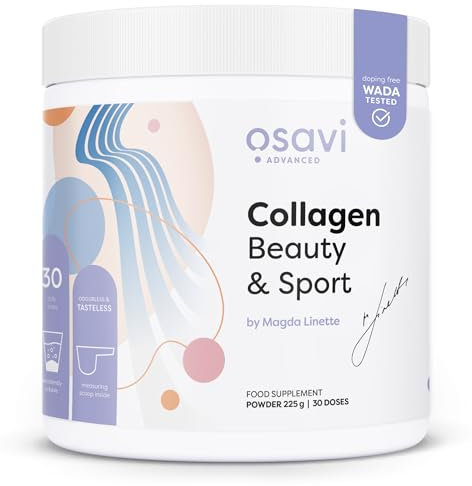 Osavi Collagen Beauty & Sport – 225 g Powder | VERISOL® & TENDOFORTE® for Healthy Hair, Skin, Nails, Tendons & Ligament Strength | Improves Skin Elasticity & Reduces Wrinkles