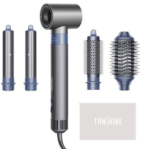 TANSHINE 5 in 1 Hairstyler Airstyler mit 110000 U/min, Ionen Föhn und Haartrockner mit Warmluftbürste und Rundbürstenföhn für glattes Haar, Volumen und Locken, Multistyler Set,Haarstyler