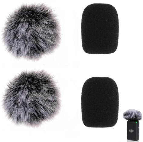 Lavalier Mikrofon Windschutz, 4 Stück Professionelle Außen FellWindschutz Popfilter Schaumstoff Windshield Abschirmschutz Rauschunterdrückung Studioausrüstung Klarere Aufnahme
