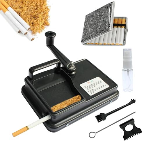 BeGrit Zigarettenstopfmaschine Stopfmaschine für Zigaretten 8mm Knopf Zigarettenstopfer Manuell drehmaschine zigaretten mit Zubehör Aufbewahrungsbox für einfache und konsistente Zigarettenherstellung
