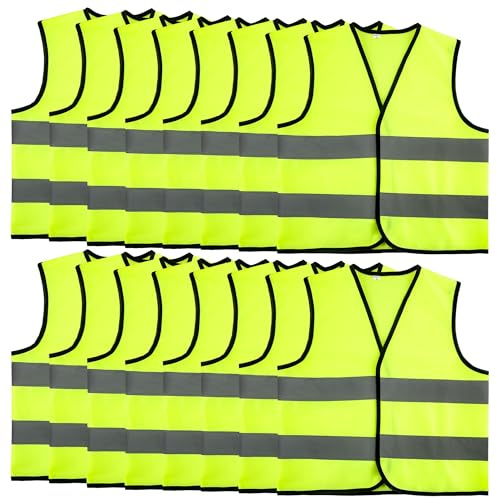 18 Pack Kids Hi Vis Vest Child High Visibility Reflective Vest Bulk Children Hi Vis Safety Vests with Reflective Strips for Girls Boys Outdoor Activities (S, 4-6 Years(100-120 cm))