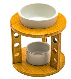 LivuX Lampada aromatica – Evaporatore con struttura rotonda in legno, altezza 11,5 cm, diametro 11 cm, diffusore naturale in legno e porcellana 1120