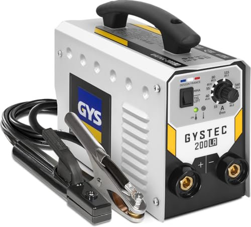 GYS, GYSTEC 200 LA, Poste à Souder à l'Électrode Enrobée 200A Monophasé 230V (MMA), TIG DC Lift, Arc Force, Antisticking, Hot Start, Avec Valise, Porte-électrode, Câble de Masse