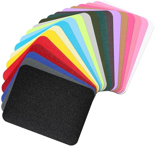 20 Stück Flicken zum Aufbügeln, 12,5 x 9,5cm Bügelflicken, 20 Farben Aufnäher zum Aufbügeln für Kleidung Lochreparatur und Dekoration, Erwachsene, Zufälliges Schneiden