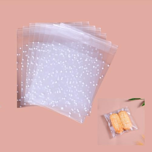200 Pcs Clear Self-Adhesive Plastic Sweet Cellophane Bags for Bakery, Cookie, Chocolate Bar, Candies, Biscuit, Jewelry, Soaps, Dessert (5.5 × 5.5 cm)