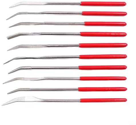 Allthingstore Set di 10 lime ad ago diamantate, forma curva per archiviare vetro, pietra, metallo
