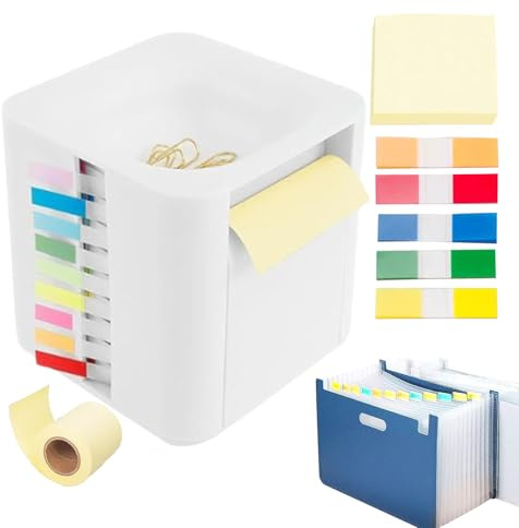 Sticky Note Holder - Roll Note Holder for Office & Classroom | Organizer with Clip Accessory for Desk, Home, Dorm, School, Shelf, Cabinet & Stationery Management