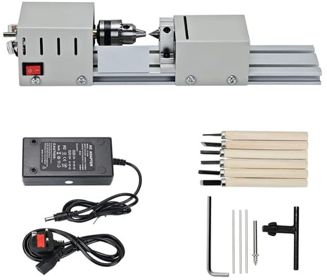 Multi-Purpose Mini Lathe 12-24V 96W - Educational Compact Metalworking Machine Tools for DIY CNC Machining Wood Stone Craft Carving Drilling Grinding Polishing