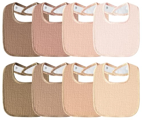 Kewlife gift Baberos Bebe de Muselina Para Bebé, Pañuelo Cuadrado Para el Cuello Del Bebé, Baberos Ajustables Para Niños y Niñas - 6 Paquetes