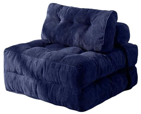 MOYIDUE Fällbar bäddsoffa 2-i-1 futon soffa - med kudde mjuk manchester konvertibel soffa, bärbar hopfällbar stol bekväm säng soffa vardagsrum för vardagsrum sovrum, dubbel (blå)