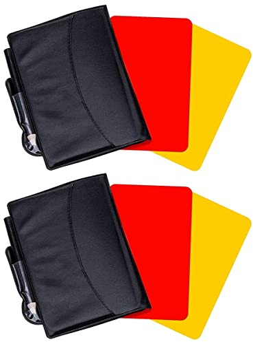Buhdjfnke Set da 2 Carte per Arbitri di Calcio, Cartellini e Gialli per Arbitri di Avvertimento con Fogli Segnapunti Un Portafoglio, Accessori per Calcio Un Matita