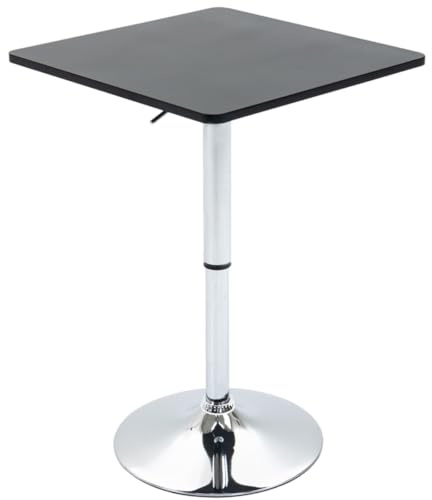 Runder Bartisch, höhenverstellbar, schwarze Tischplatte mit Chromfuß, moderner Stil, 60 cm Oberfläche, 69-93 cm Höhe, modernes Design