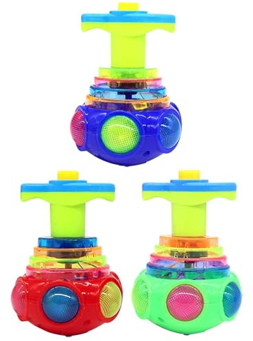 Toupies pour Enfants-Paquet de 3 Jouets Spinner Lumineux avec Musique, Jouets Gyroscope Amusants filés à la Main pour Les Cadeaux de fête