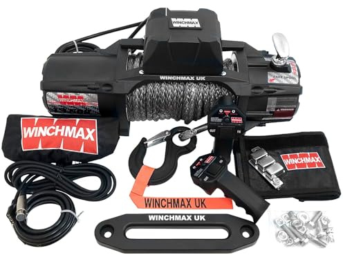 Winchmax 13.500 Libras (6.123 kg) Serie SL Cabrestante eléctrico de 12v de Grado Militar. Cuerda de Dyneema, Control Remoto inalámbrico Doble.