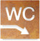 Vintage WC-Schild - selbstklebend - Retro Design Toiletten-Schild mit Pfeil rechts W-04-R