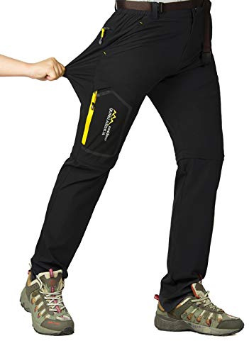 CLOUSPO Outdoor Hose Herren Zwei Teile zerlegbar Sonnenschutz Schnell Trocknend Wanderhose Funktionshose mit Gürtel (DE/NL/SE/PL, Alphanumerisch, S, Regular, Regular, Schwarz)