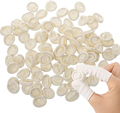 Rubber Finger Cots, 200pcs Disposable Natural Finger Cots Latex Anti-static Finger Covers Nail Art Gloves