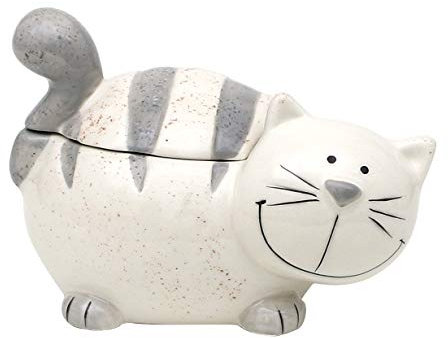 Dekohelden24 Keramik Dose mit Deckel, als Katze, Maße ca. 12 x 11 x 13 cm.