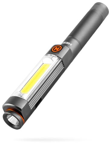 NEBO Franklin Dual 500 Lumens Flashlight | Black LED Rechargeable Dual Work Light & Spot Light | 7 Lighting Modes with Magnetic Base, NEB-WLT-0022-G , White