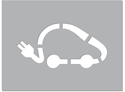 Signaletique.biz Pochoir Voiture Électrique en PVC 5 mm pour Marquage au Sol, 800 x 600 mm avec Pictogramme 600 x 300 mm