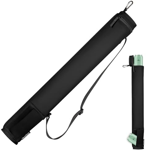 CleverMade Insulated Cooler Beer Tube Sleeve - 6 Cans / 72 oz Midnight/Black Portable Cooling Bag w/Shoulder Strap, Leak Proof Travel Ice Chest