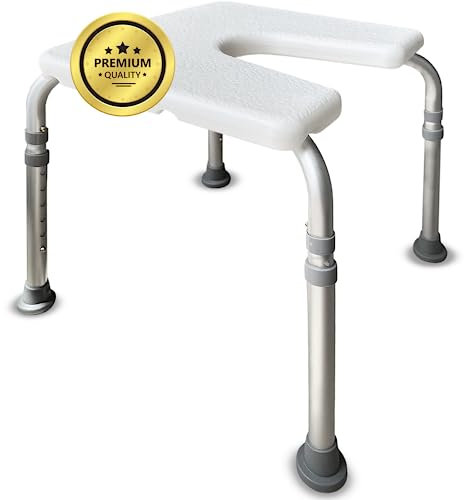 OrtoPrime Taburete Baño Ducha Forma de U Higiénico - Banqueta Baño Adultos - Silla para Ducha para Personas Mayores - Taburete Ducha para Mayores - Silla Ducha Mayores - Taburetes para Baño Confort