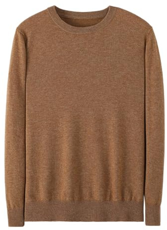 Suéter De Lana Merino De Invierno para Hombre Jersey De Punto De Manga Larga con Cuello Redondo Informal Camle L
