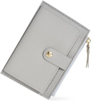 Portefeuille Femme Cuir, Porte Monnaie Mini Porte Cartes, avec Fermeture éclair, avec 6 Emplacements de Carte, éclair Poche à Monnaie, Porte Carte de Credit Cuir, 14 * 9 * 0.5cm (Gris Clair)