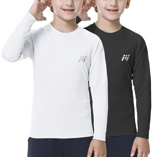 MEETWEE Garçon Fille Manches Longues Rashguard Vest, Enfants Natation Séchage Rapide Top UV Protection Solaire pour Surf Beach Pool