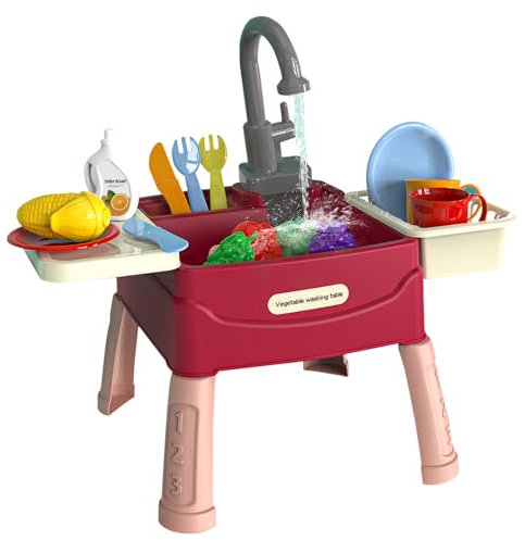 Kids Play Sink Toy Set - 23 Pcs Play Kitchens Water Play Toys Set with Running Water, Kids Pretend Role Play Toys, Birthday Christmas Party Gifts for Boy Girl Toddler Age 1 2 3 4 5 Years Old