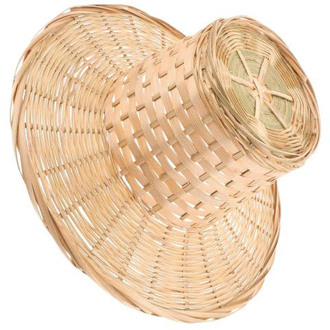 BESTOYARD Beistelltischlampe Nachttischlampen Sonne Hut Frauen Stehlampe Bambuslampenschirm Handgewebte Lampenabdeckung Deckenleuchtenschirm rustikaler gewebter Lampenschirm Bambus weben