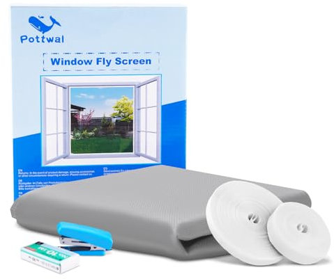 Mosquitera para ventana DIY- Fácil montaje - Protección contra insectos - No necesita taladrar - Se puede cortar para ventanas de hasta 150 x 180 cm - Gris claro