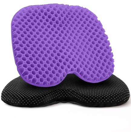 Cojín de Asiento de Gel,Asiento para Coxis Ortopedico,Cojin Antiescaras para Silla de Ruedas,Cojin Coxis,Apoyo Transpirable,con Funda Antideslizante,Ideal para Coche,Oficina y Silla Ruedas,Morado