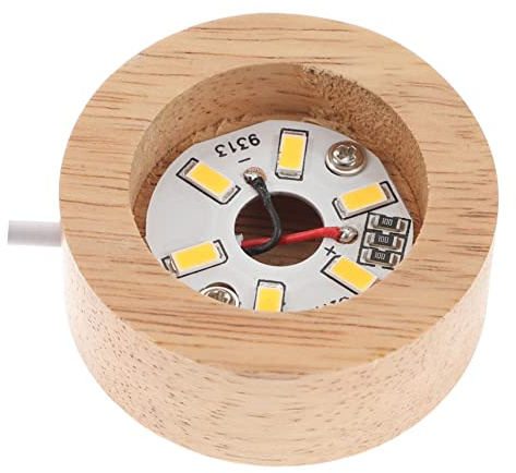 Luxshiny Base Luminosa in Legno per Sfera, Usb, 3w 5v, Beige