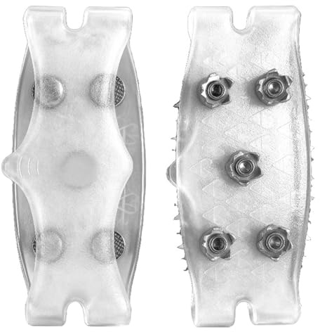 Crampons Neige Chaussures, Pointes de Chaussures à Glace, Paire de poignées en pour Pointes et de Glace d'hiver, avec 5 Crampons en Acier, Pluie Et Neige Marche