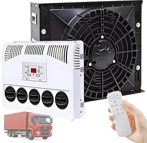 Split RV AC-enhet - 12V/24V lastbilshytt luftkonditionering Split-typ luftkonditioneringssats Snabbkylning för husbilar, skåpbilar, lastbilar, kranar, grävmaskiner, skördare Black-12V